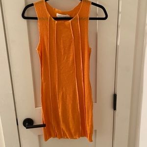Beige Botany Orange Stitch Dress